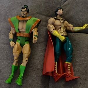 Action Figures with Green and Red Costumes